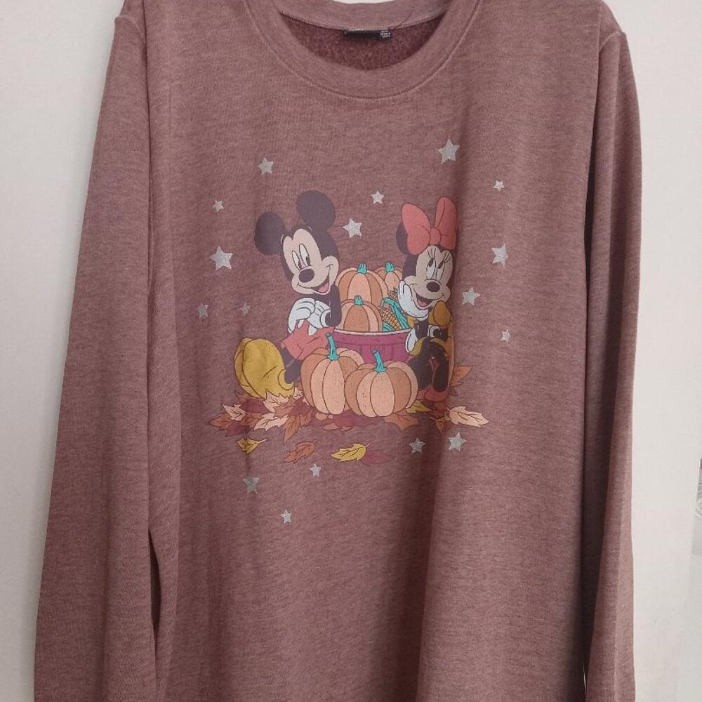 Disney Glitter Mickey & Minnie Mouse GraphiccWomen's Sweatshirt XL